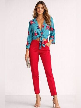 Express Columnist Pants Red Slim Straight Size 0R NWT Career Ankle